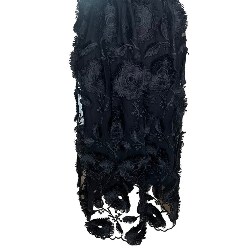 Anthropologie, Floriana Romantic Embroidered Lace Midi Dress, Black, Size 0 - Picture 5 of 14
